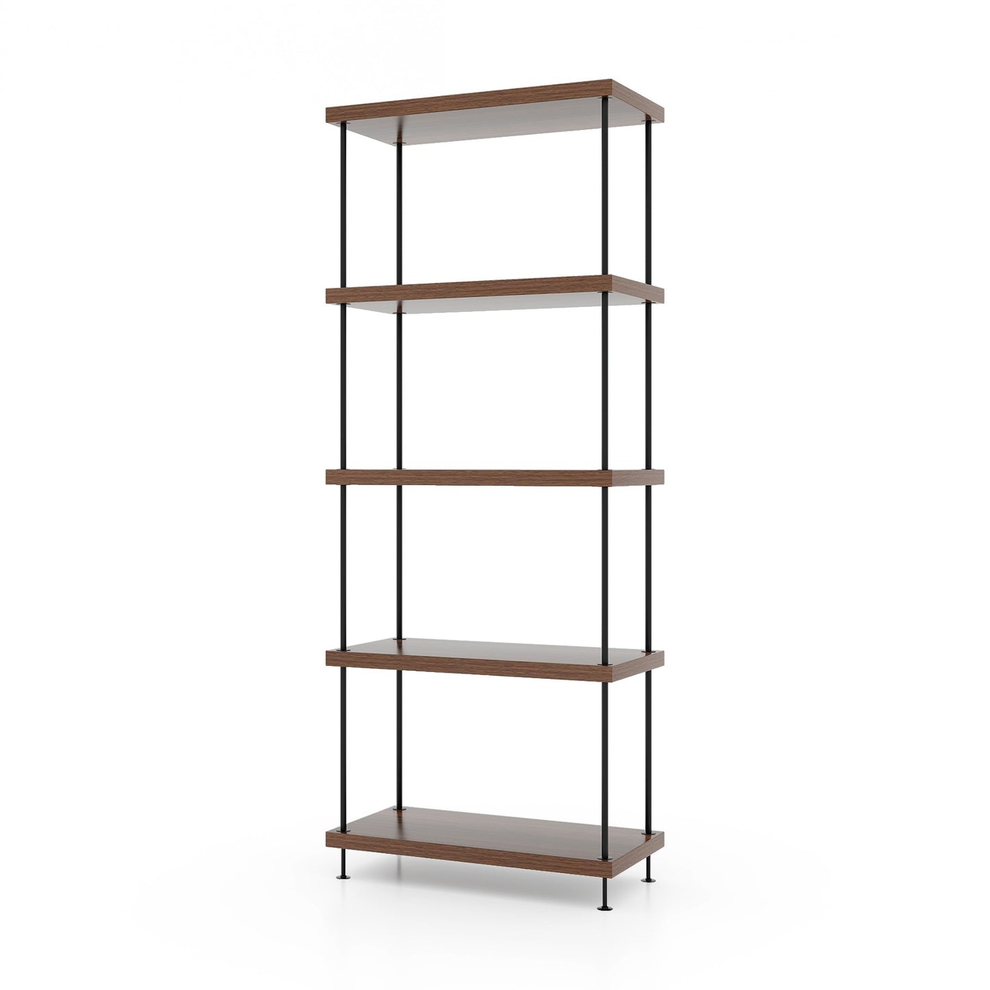 2/3/4/5-Tier Multipurpose Display Rack with Metal Frame-5-Tier, Walnut Bookcases at Gallery Canada