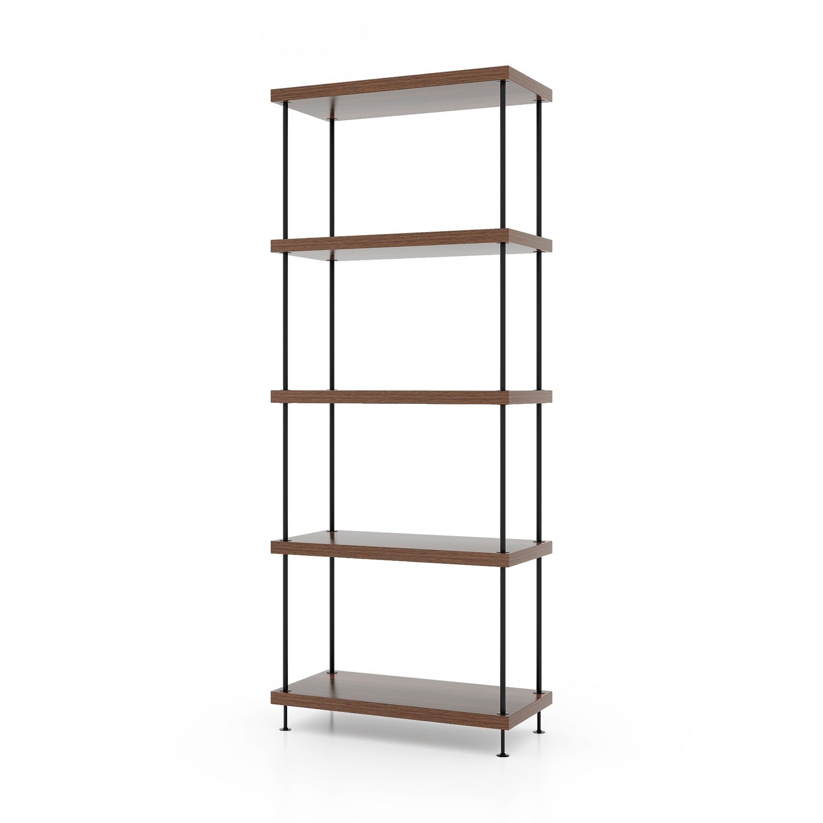 2/3/4/5-Tier Multipurpose Display Rack with Metal Frame-5-Tier, Walnut Bookcases at Gallery Canada