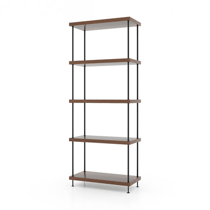 2/3/4/5-Tier Multipurpose Display Rack with Metal Frame-5-Tier, Walnut Bookcases Walnut at Gallery Canada