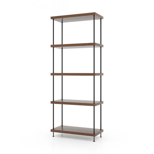 2/3/4/5-Tier Multipurpose Display Rack with Metal Frame-5-Tier, Walnut Bookcases Walnut at Gallery Canada