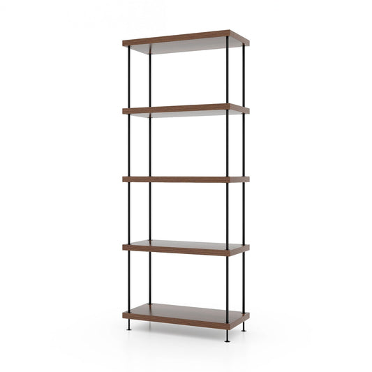 5-Tier Multipurpose Display Rack, Metal Frame, Walnut Bookcases Walnut at Gallery Canada