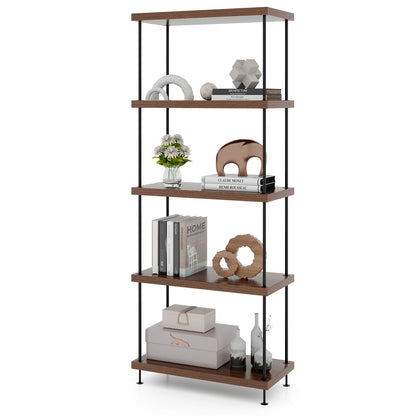 2/3/4/5-Tier Multipurpose Display Rack with Metal Frame-5-Tier, Walnut Bookcases at Gallery Canada