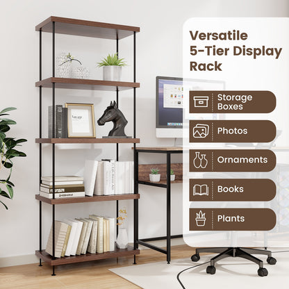 2/3/4/5-Tier Multipurpose Display Rack with Metal Frame-5-Tier, Walnut Bookcases at Gallery Canada