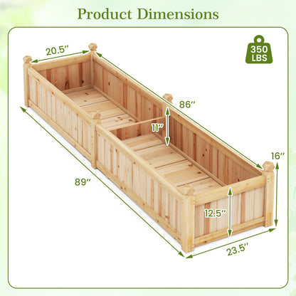 91 x 24 x 16 Inch Divisible Planter Box with Corner Drainage and Non-woven Liner for Growing Vegetables, Natural Raised Garden Beds at Gallery Canada