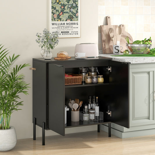 2-Door Buffet Cabinet With Shelf, Metal Legs, Black Sideboards Cabinets & Buffets Black at Gallery Canada
