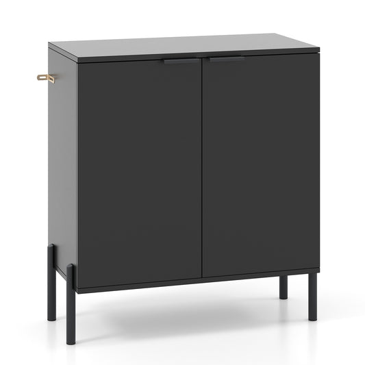 2-Door Buffet Cabinet With Shelf, Metal Legs, Black Sideboards Cabinets & Buffets Black at Gallery Canada