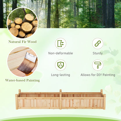 91 x 24 x 16 Inch Divisible Planter Box with Corner Drainage and Non-woven Liner for Growing Vegetables, Natural Raised Garden Beds at Gallery Canada