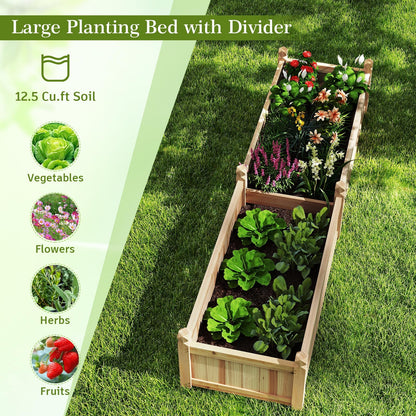 91 x 24 x 16 Inch Divisible Planter Box with Corner Drainage and Non-woven Liner for Growing Vegetables, Natural Raised Garden Beds at Gallery Canada