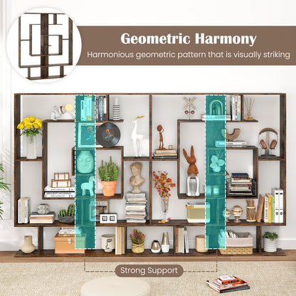 7-Tier Bookshelf Open Display Shelf Rack for Home Office, Rustic Brown Bookcases at Gallery Canada