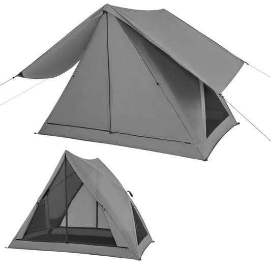 Pop-up Camping Tent for 2-3 People with Carry Bag and Rainfly for Backpacking Hiking Trip, Gray - Gallery Canada