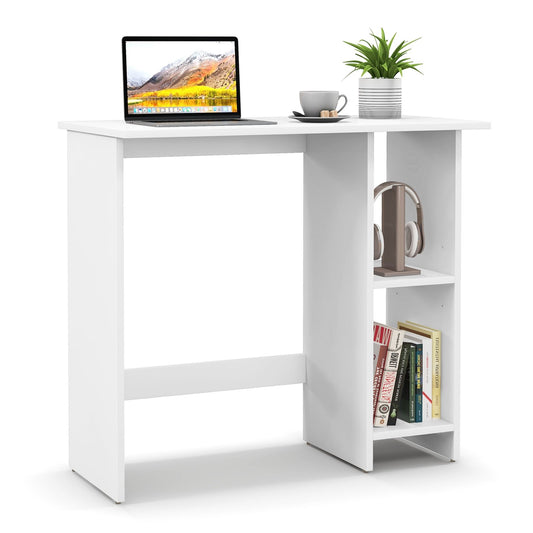 Small Computer Desk with Storage and Adjustable Shelf, White - Gallery Canada