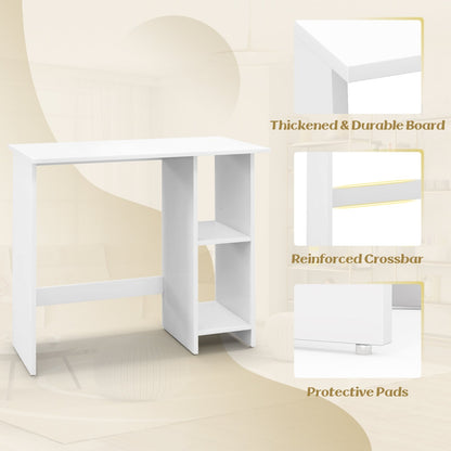 Small Computer Desk with Storage and Adjustable Shelf, White