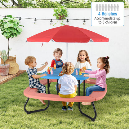 Toddler Outdoor Activity Table with Adjustable and Collapsible Umbrella, Blue Kids Chairs & Seating at Gallery Canada