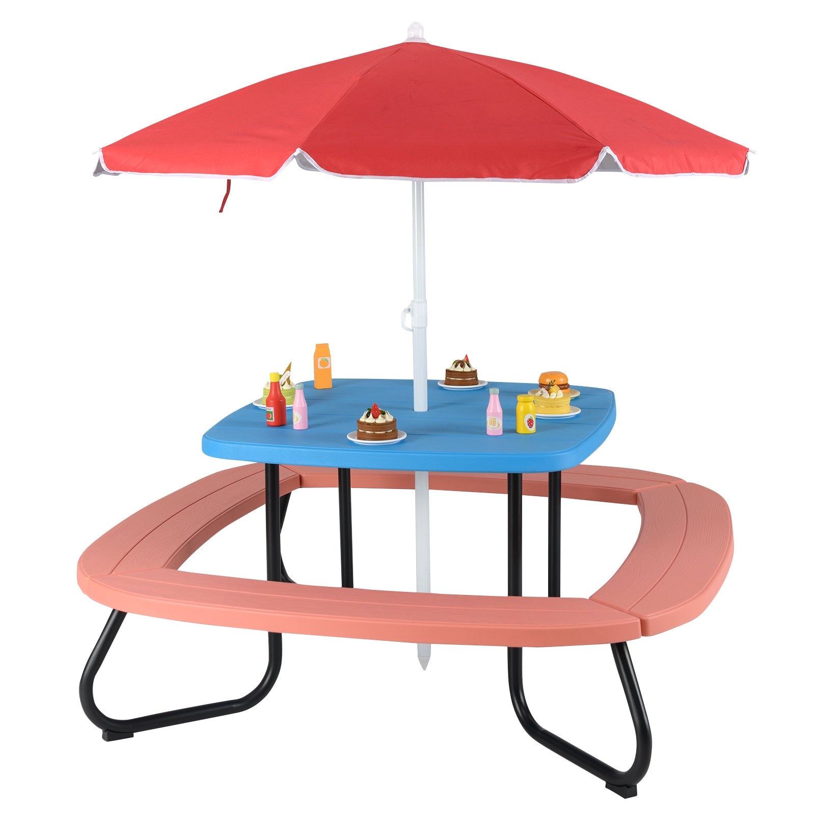 Toddler Outdoor Activity Table with Adjustable and Collapsible Umbrella, Blue Kids Chairs & Seating at Gallery Canada