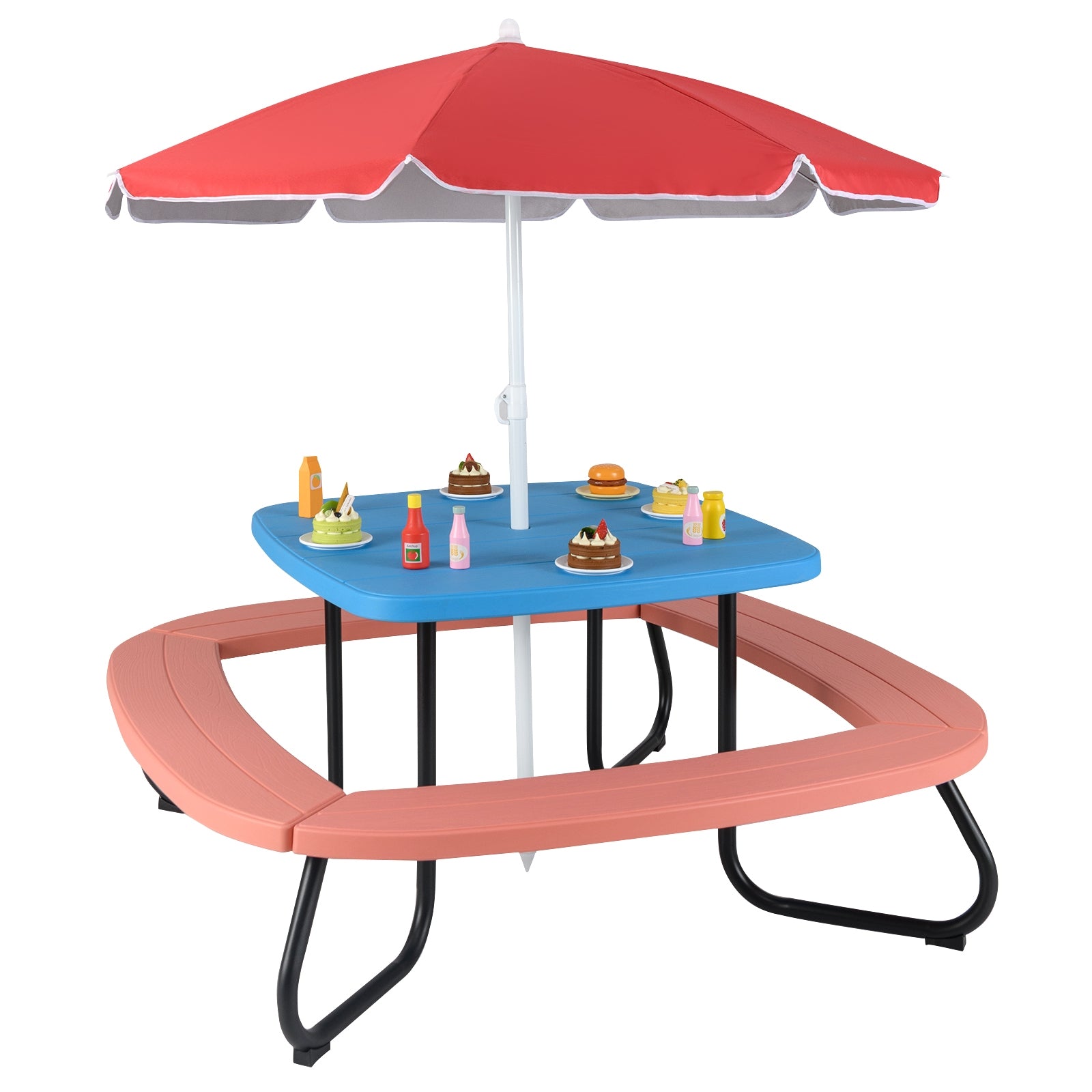 Toddler Outdoor Activity Table with Adjustable and Collapsible Umbrella, Blue Kids Chairs & Seating at Gallery Canada