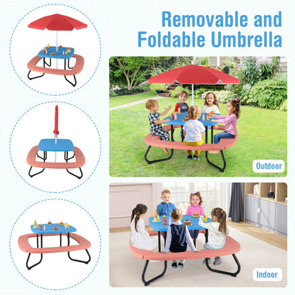 Toddler Outdoor Activity Table with Adjustable and Collapsible Umbrella, Blue Kids Chairs & Seating at Gallery Canada