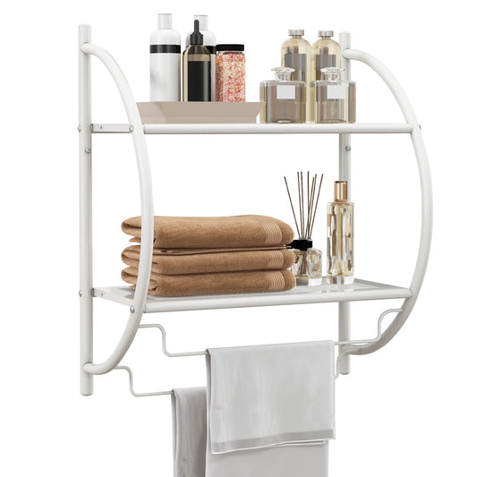 Wall Mounted 2-Tier Bathroom Towel Rack with 2 Towel Bars, White - Gallery Canada
