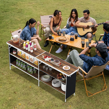 Aluminum Portable Picnic Table, 2-Tier Shelves, Spacious Tabletop Camping Furniture at Gallery Canada