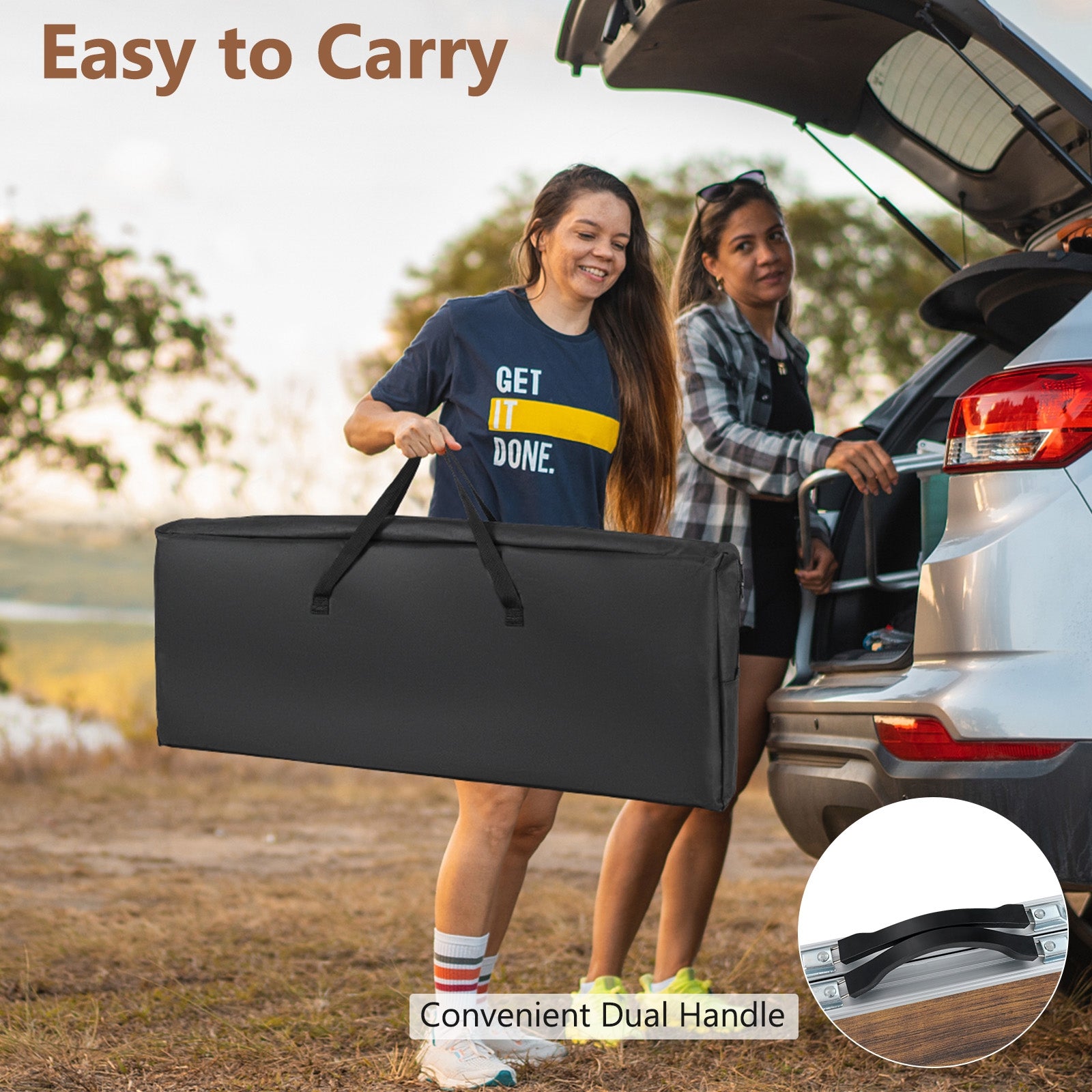 Aluminum Portable Picnic Table, 2-Tier Shelves, Spacious Tabletop Camping Furniture at Gallery Canada