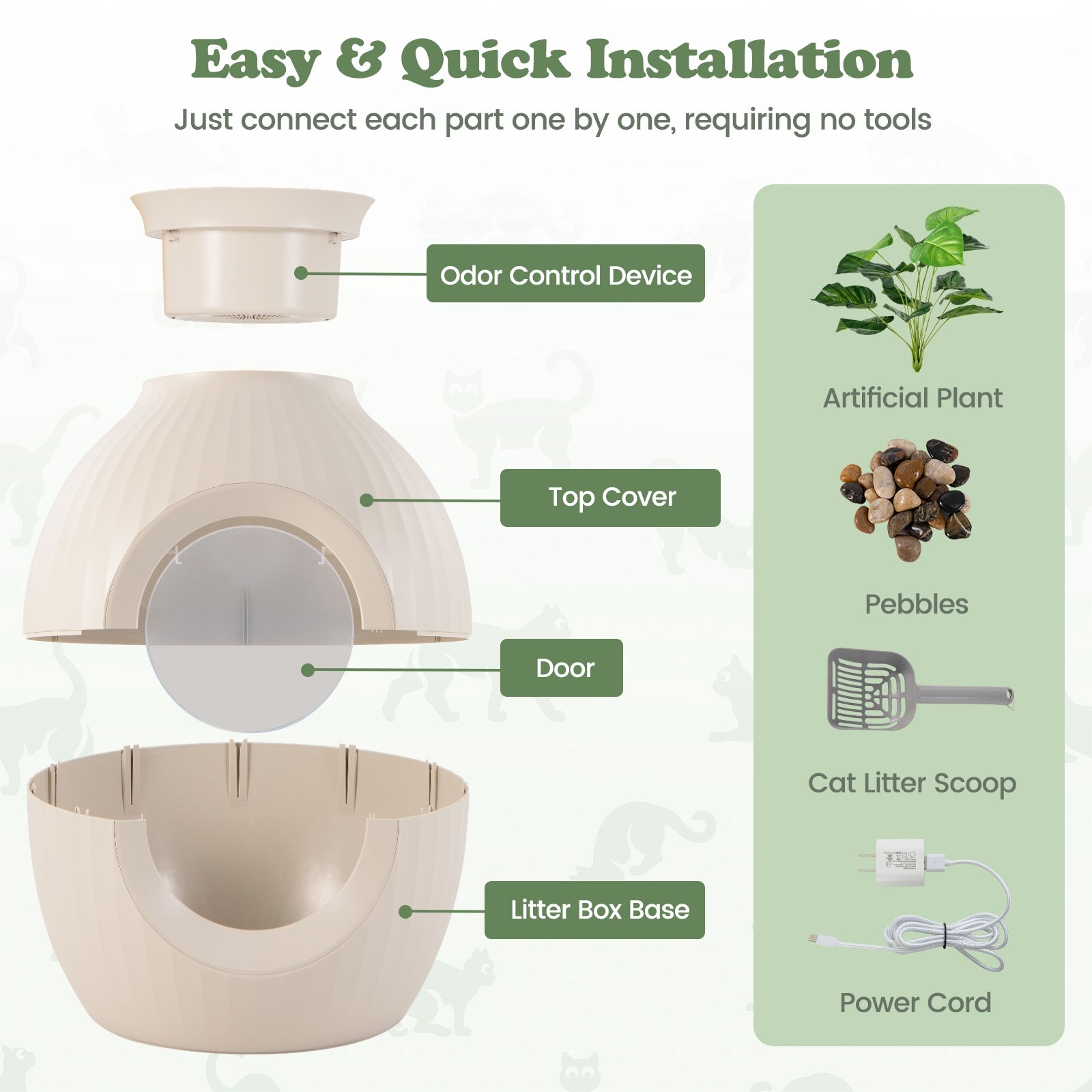 Smart Plant Cat Litter Box with Electronic Odor Removal & Sterilization, Beige Cat Houses at Gallery Canada