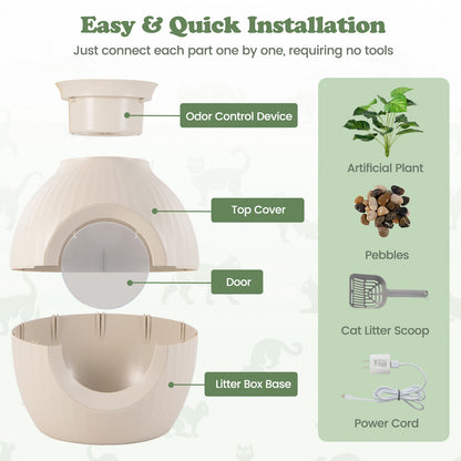 Smart Plant Cat Litter Box with Electronic Odor Removal & Sterilization, Beige Cat Houses at Gallery Canada
