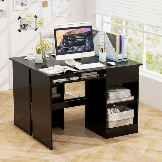 Wooden Computer Desk with CPU Stand, Black - Gallery Canada