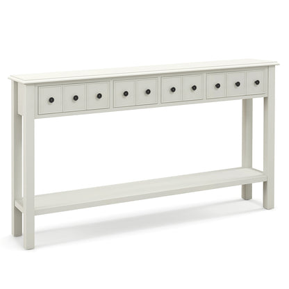 60 Inch Long Sofa Table with 4 Drawers and Open Shelf for Living Room, Cream White Console Tables White at Gallery Canada