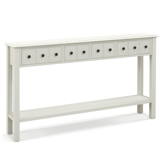 60 Inch Long Sofa Table with 4 Drawers and Open Shelf for Living Room, White - Gallery Canada