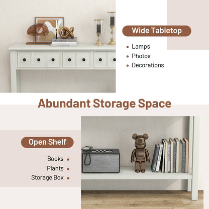 60 Inch Long Sofa Table with 4 Drawers and Open Shelf for Living Room, Cream White Console Tables at Gallery Canada