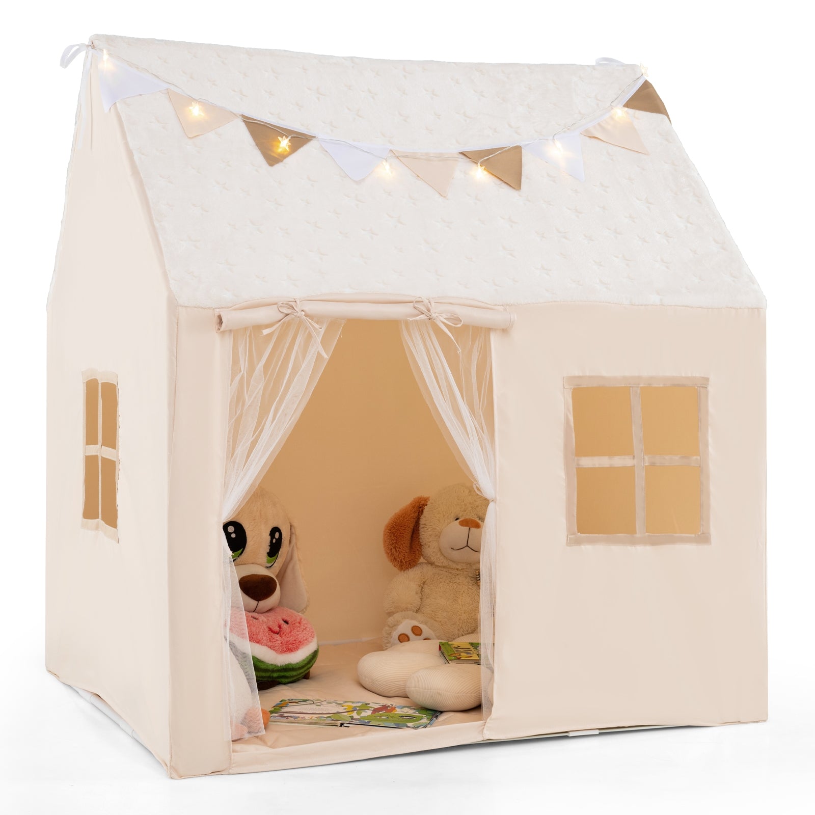 Kids Play Tent, Large, Glow In The Dark Stars, Beige Play Tents & Playhouse Beige at Gallery Canada
