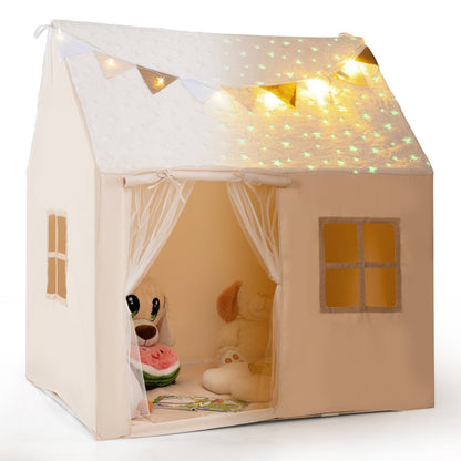Kids Play Tent Large Playhouse with Glow in the Dark Stars and Mat, Beige Play Tents & Playhouse at Gallery Canada