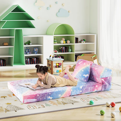 Kids Folding Sofa Bed Floor Mattress Glow in the Dark with Pillow, Multicolor Kids Chairs & Seating at Gallery Canada