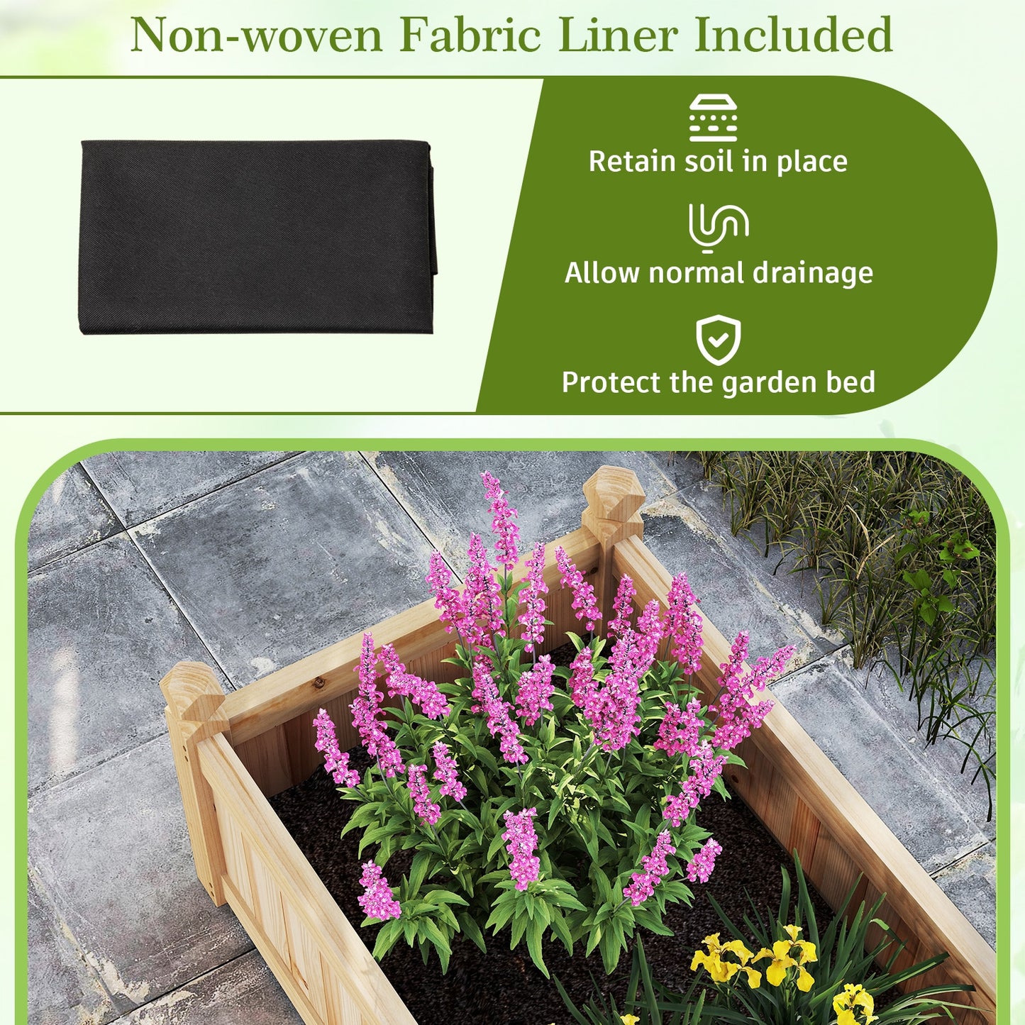 91 x 24 x 16 Inch Divisible Planter Box with Corner Drainage and Non-woven Liner for Growing Vegetables, Natural Raised Garden Beds at Gallery Canada