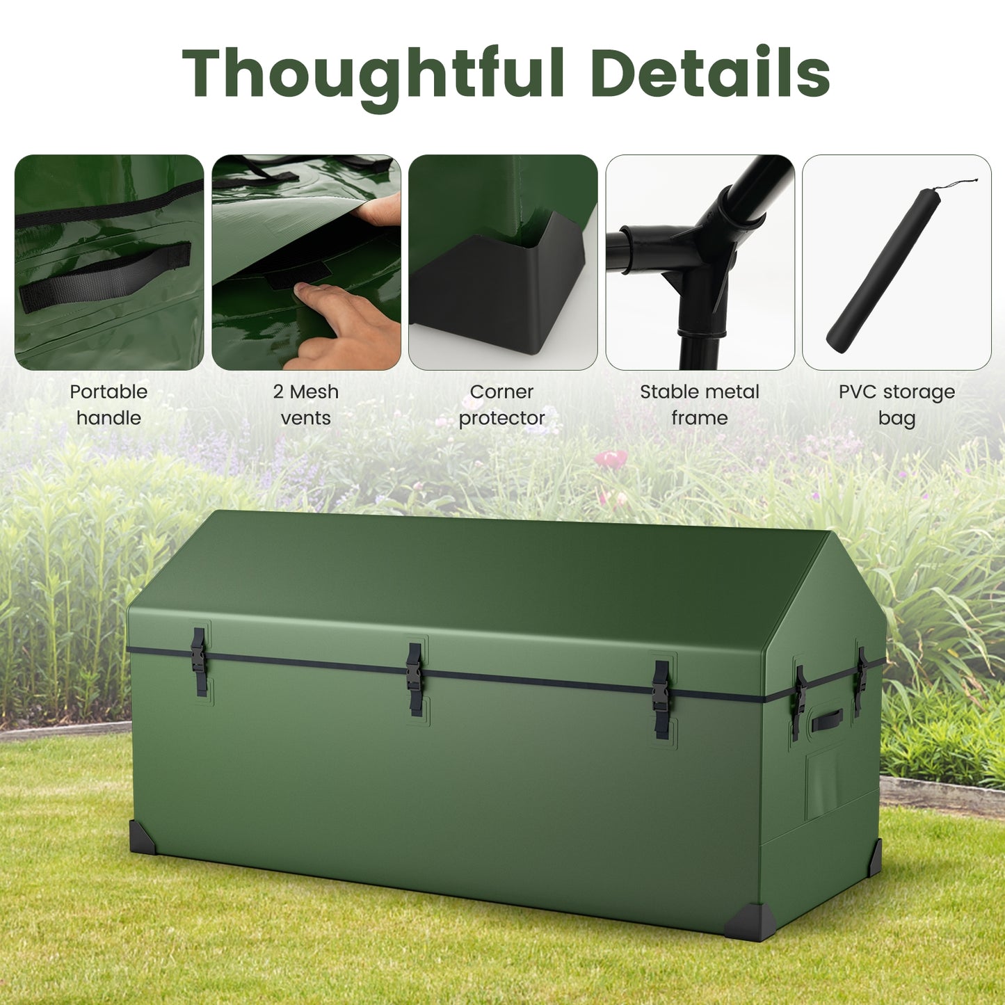 Waterproof Outdoor Storage Box, Ventilated Window, Adjustable Snap, Green Sheds & Outdoor Storage at Gallery Canada