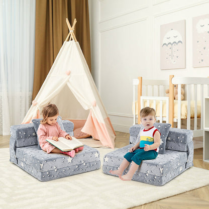 Kids Folding Sofa Bed Floor Mattress Glow in the Dark with Pillow, Gray Kids Chairs & Seating at Gallery Canada