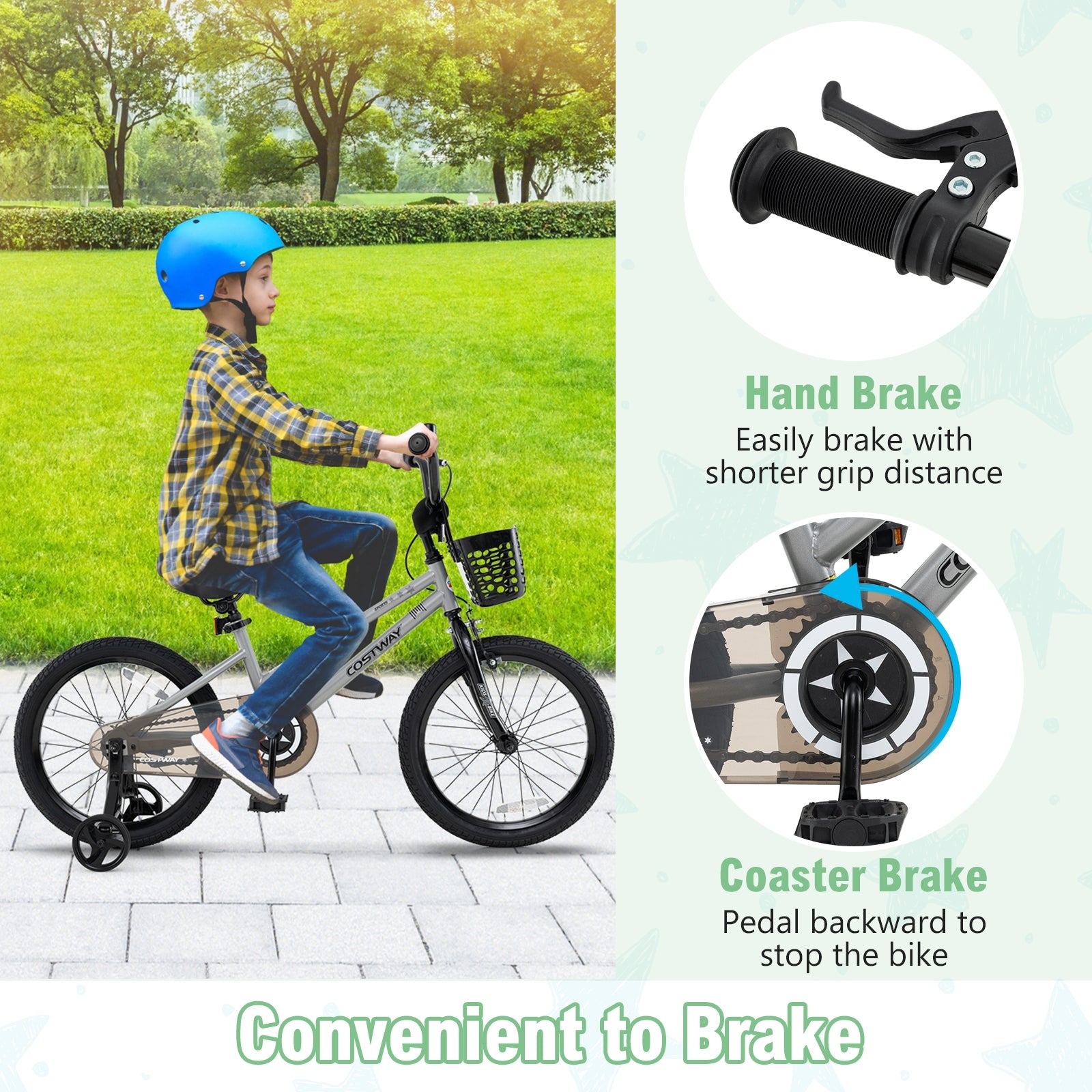 12/14/18 Inch Kids Bike Adjustable with Transparent Chain Cover for 3-8 Years Old-16 inches, Silver Kids Bike at Gallery Canada