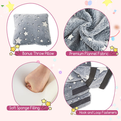 Kids Folding Sofa Bed Floor Mattress Glow in the Dark with Pillow, Gray Kids Chairs & Seating at Gallery Canada