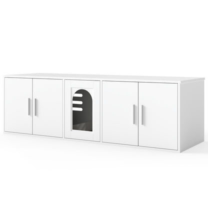 Cat Litter Box Enclosure, Double Rooms, Sisal Scratching Mat, White Cat Houses at Gallery Canada