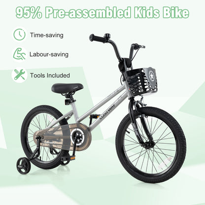 12/14/18 Inch Kids Bike Adjustable with Transparent Chain Cover for 3-8 Years Old-16 inches, Silver Kids Bike at Gallery Canada