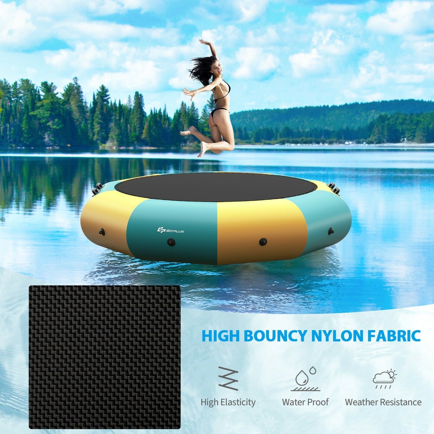 10 Feet Inflatable Splash Padded Water Bouncer Trampoline, Yellow Trampolines at Gallery Canada