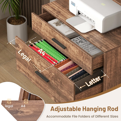 Freestanding File Cabinet with Charging Station and 3-Tier Open Shelves, Rustic Brown Cat Trees Condos & Scratchers at Gallery Canada