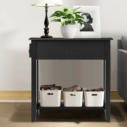 2 Tier End Bedside Sofa Side Table Narrow Nightstand, Black End & Side Tables at Gallery Canada