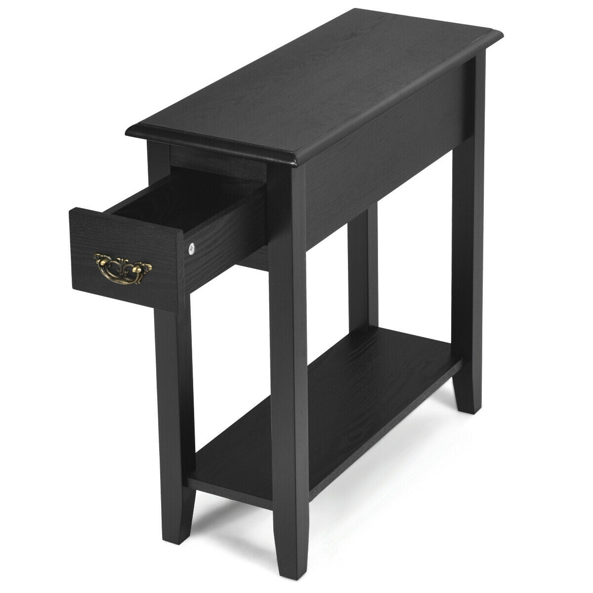 2 Tier End Bedside Sofa Side Table Narrow Nightstand, Black End & Side Tables at Gallery Canada