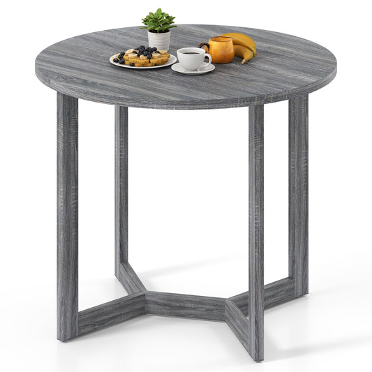 36 Inch Round Wood Dining Table, Wing-Shaped Pedestal Base, Black Dining Tables Black at Gallery Canada