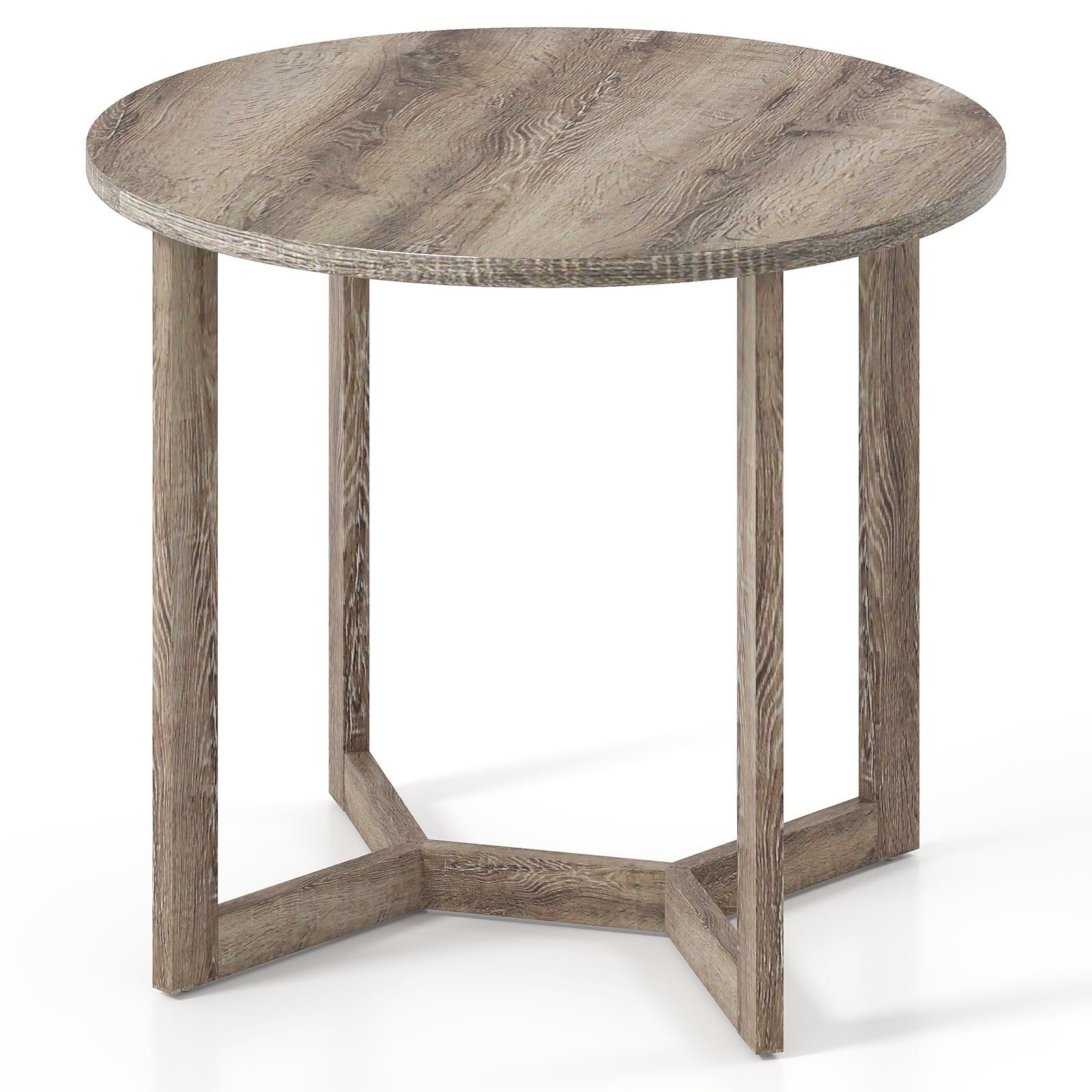 36 Inch Round Wood Dining Table for 2-4 People with Wing-shaped Pedestal Base-Grey, Gray Dining Tables at Gallery Canada