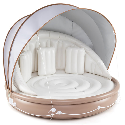 Inflatable Canopy Island Tanning Pool Lounger Float With Retractable Canopy, Tan Swimming Options at Gallery Canada