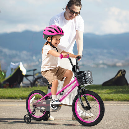 16 Inch Kids Bike Adjustable Bicycle with Front Basket for Children Aged 4-7 Years Old, Pink Kids Bike at Gallery Canada