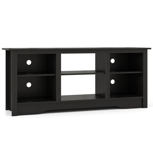 TV Stand for up to 65" Flat Screen TVs with Adjustable Shelves for 18" Electric Fireplace (Not Included), Black