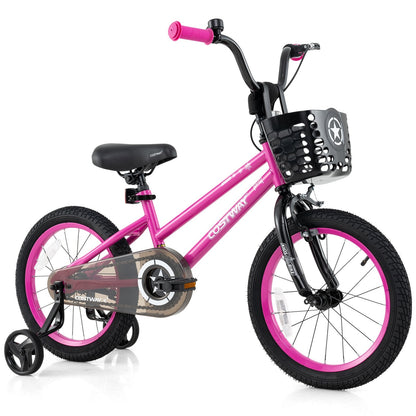 16 Inch Kids Bike Adjustable Bicycle with Front Basket for Children Aged 4-7 Years Old, Pink Kids Bike Pink at Gallery Canada