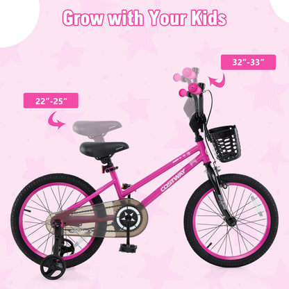 16 Inch Kids Bike Adjustable Bicycle with Front Basket for Children Aged 4-7 Years Old, Pink Kids Bike at Gallery Canada